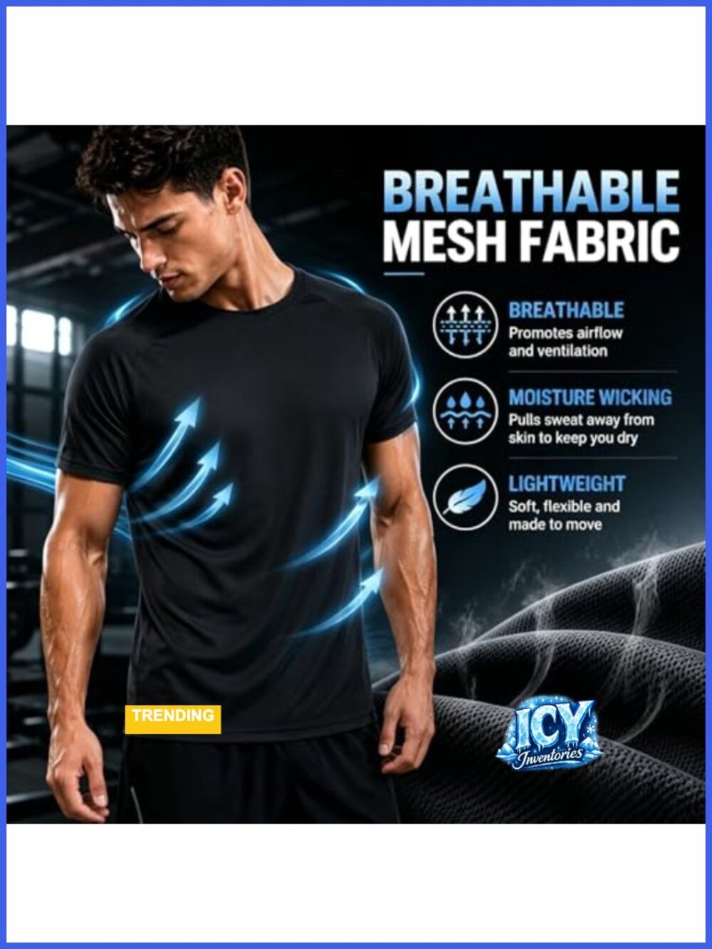 5 Pack Mesh Fast Dry Gym T-Shirts Moisture Wicking Workout Tees - Picture 2 of 6